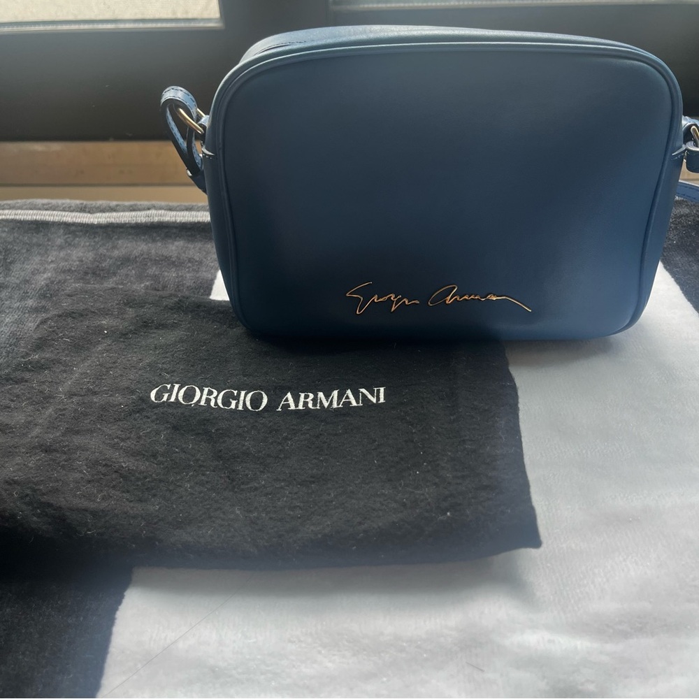 Giorgio Armani (GRAZIE) Blue Leather Crossbody Shoulder Bag